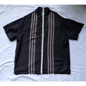Paradise Collection Black Button Up Short Sleeve Mens Bowling Shirt Size X-Large